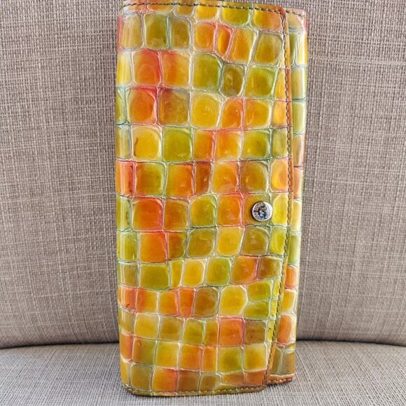 Cocco Fiore Women Clutch Wallet Multi Color Patent Leather Card Holder Purse - Picture 6 of 16